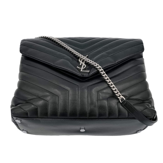 Second hand Saint Laurent Loulou Large Chevron Quilted Leather 2 - Ways Envelope Bag Black - Tabita Bags