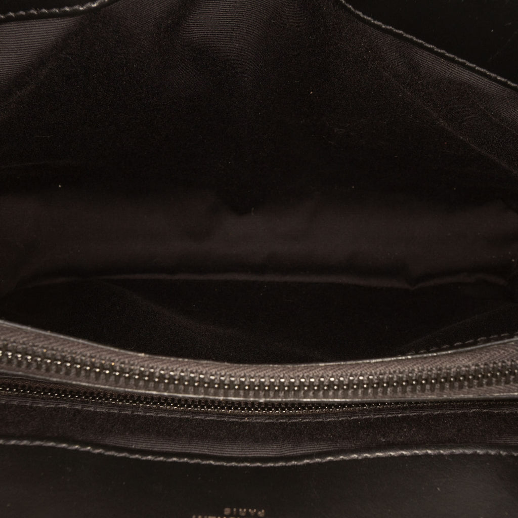 Second hand Saint Laurent Loulou Medium Leather Chevron Quilted Envelope Shoulder Bag Black - Tabita Bags