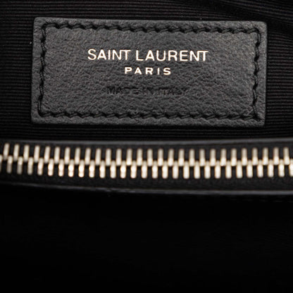 Second hand Saint Laurent Loulou Medium Leather Chevron Quilted Envelope Shoulder Bag Black - Tabita Bags