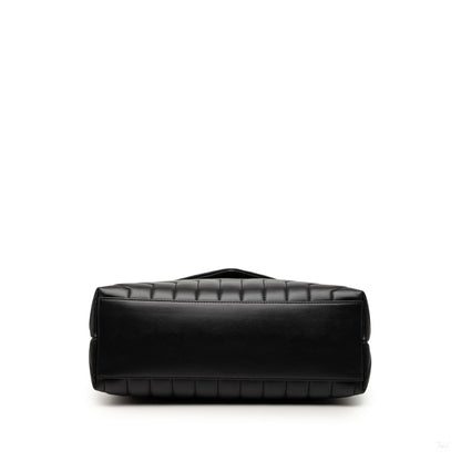 Second hand Saint Laurent Loulou Medium Leather Chevron Quilted Envelope Shoulder Bag Black - Tabita Bags