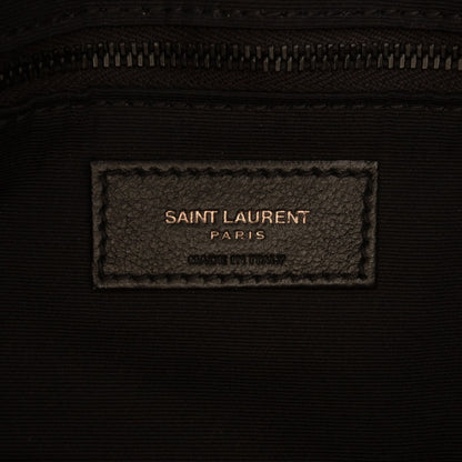 Second hand Saint Laurent Loulou Medium Leather Chevron Quilted Envelope Shoulder Bag Black - Tabita Bags
