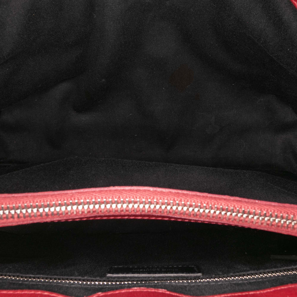 Second hand Saint Laurent Loulou Medium Leather Chevron Quilted Envelope Shoulder Bag Red - Tabita Bags