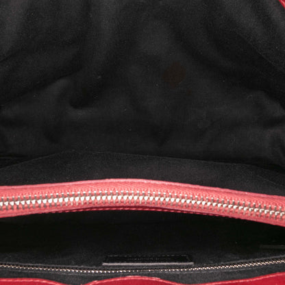 Second hand Saint Laurent Loulou Medium Leather Chevron Quilted Envelope Shoulder Bag Red - Tabita Bags