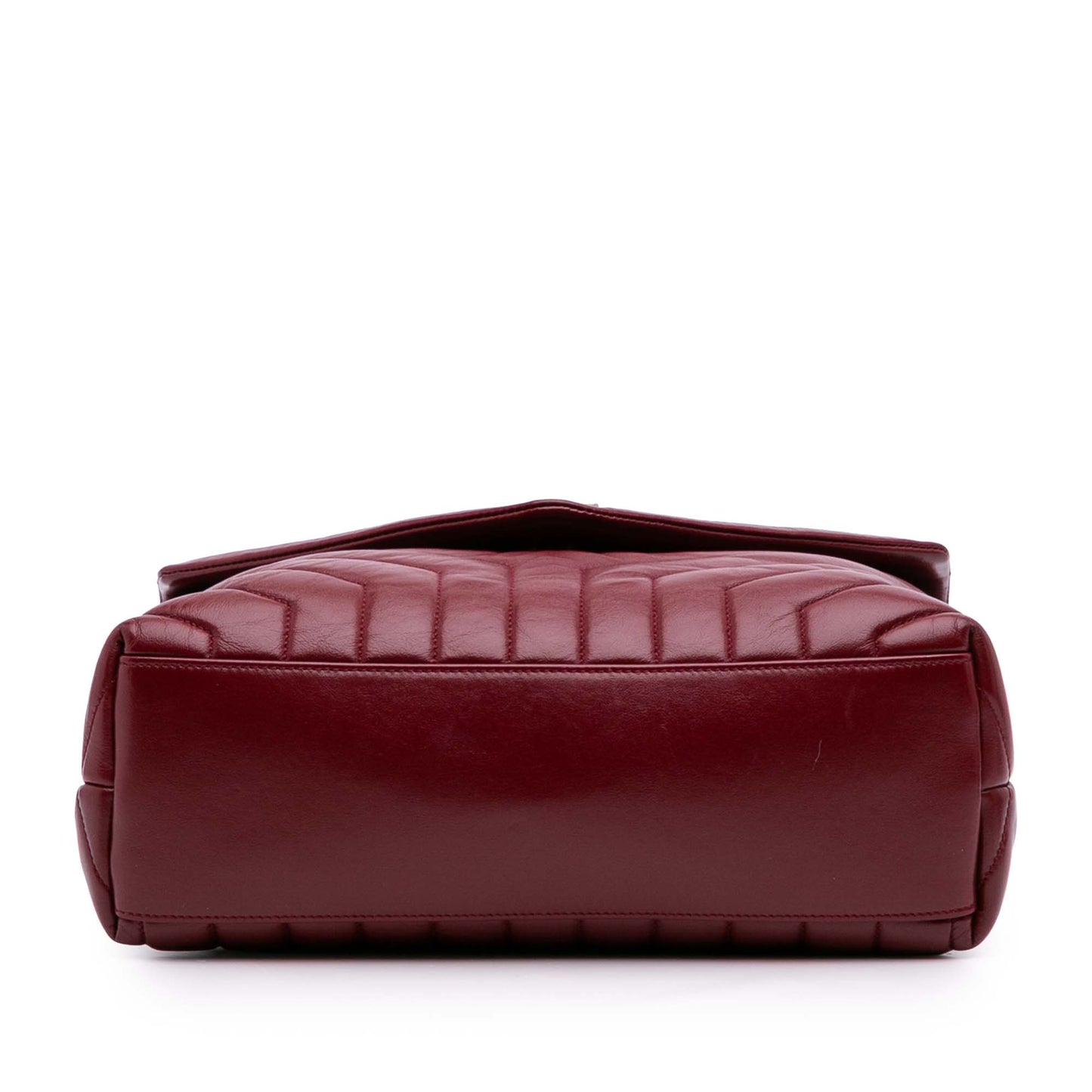 Second hand Saint Laurent Loulou Medium Leather Chevron Quilted Envelope Shoulder Bag Red - Tabita Bags