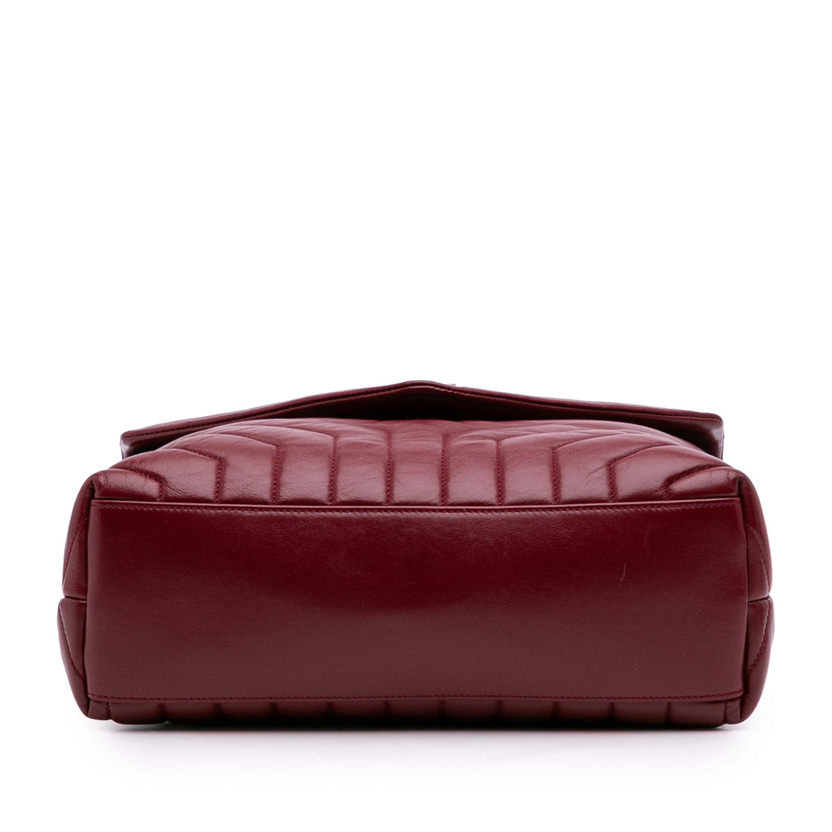Second hand Saint Laurent Loulou Medium Leather Chevron Quilted Envelope Shoulder Bag Red - Tabita Bags