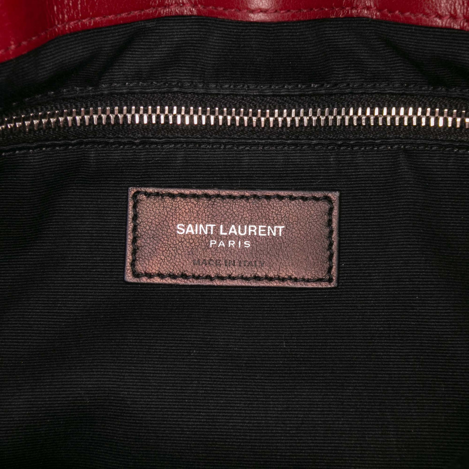 Second hand Saint Laurent Loulou Medium Leather Chevron Quilted Envelope Shoulder Bag Red - Tabita Bags