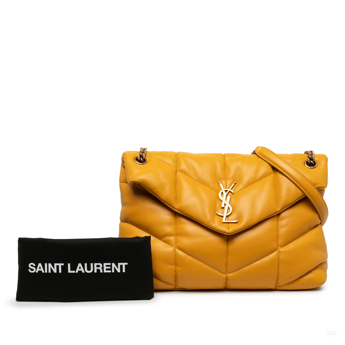 Second hand Saint Laurent Loulou Puffer Medium Leather Envelope Crossbody Yellow - Tabita Bags
