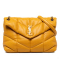 Second hand Saint Laurent Loulou Puffer Medium Leather Envelope Crossbody Yellow - Tabita Bags