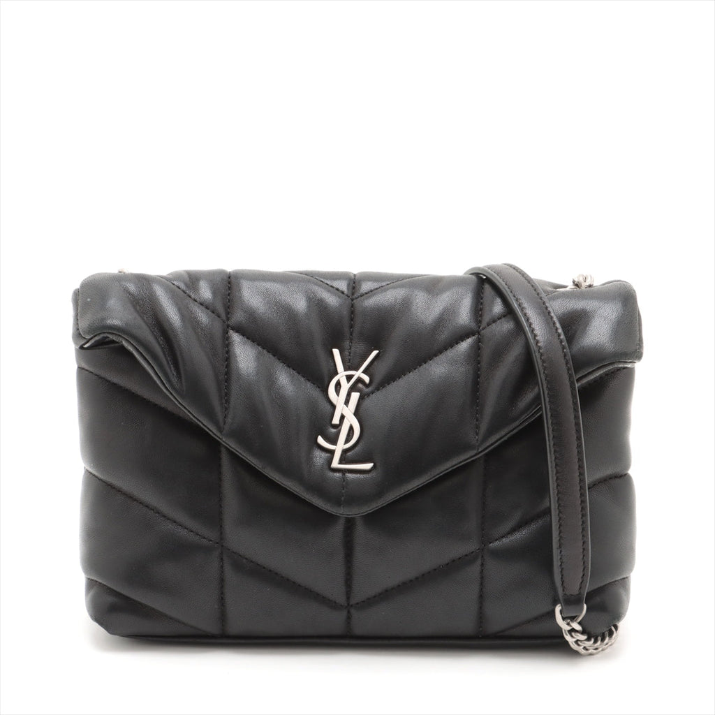 Second hand Saint Laurent Loulou Puffer Mini Chevron Quilted Leather 2 - Ways Envelope Crossbody Black - Tabita Bags