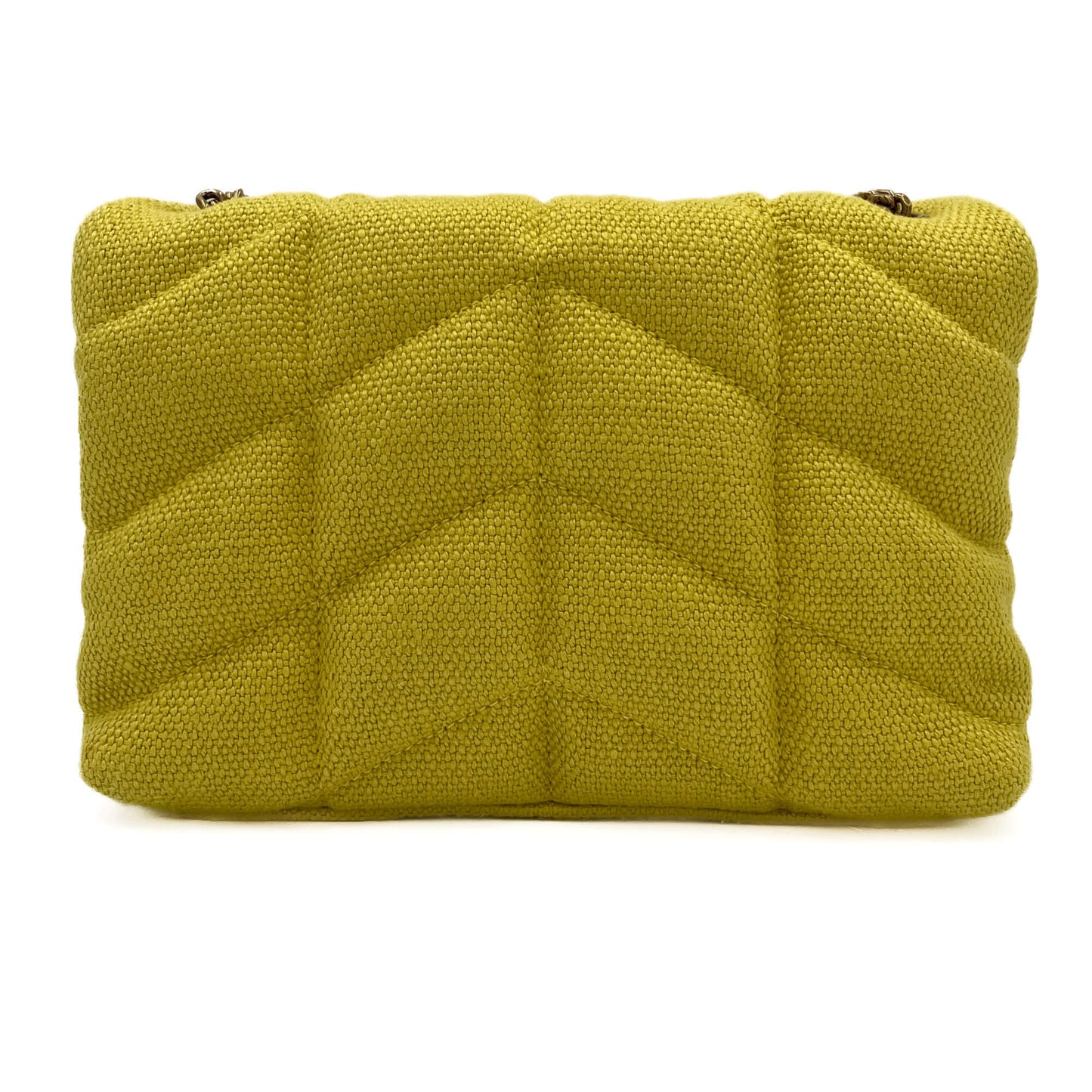 Second hand Saint Laurent Loulou Puffer Toy Chevron Quilted Jersey Fabric 2 - Ways Envelope Bag Yellow - Tabita Bags