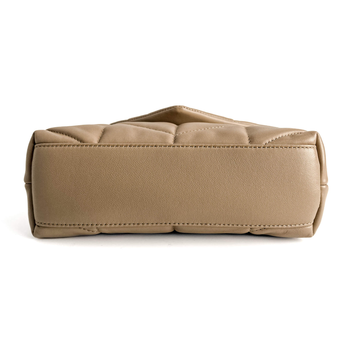 Second hand Saint Laurent Loulou Puffer Toy Chevron Quilted Leather 2 - Ways Envelope Crossbody Dark Beige - Tabita Bags