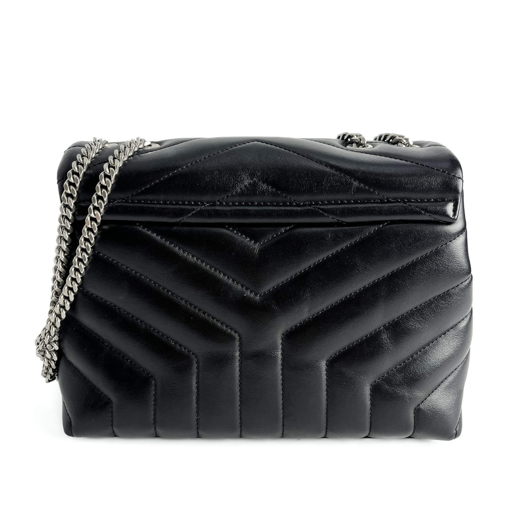 Second hand Saint Laurent Loulou Small Chevron Quited Leather 2 - Ways Envelope Bag Black - Tabita Bags