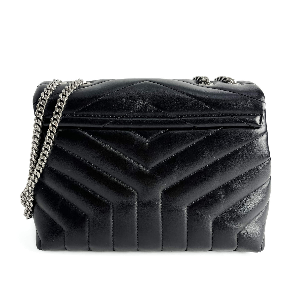 Second hand Saint Laurent Loulou Small Chevron Quited Leather 2 - Ways Envelope Bag Black - Tabita Bags