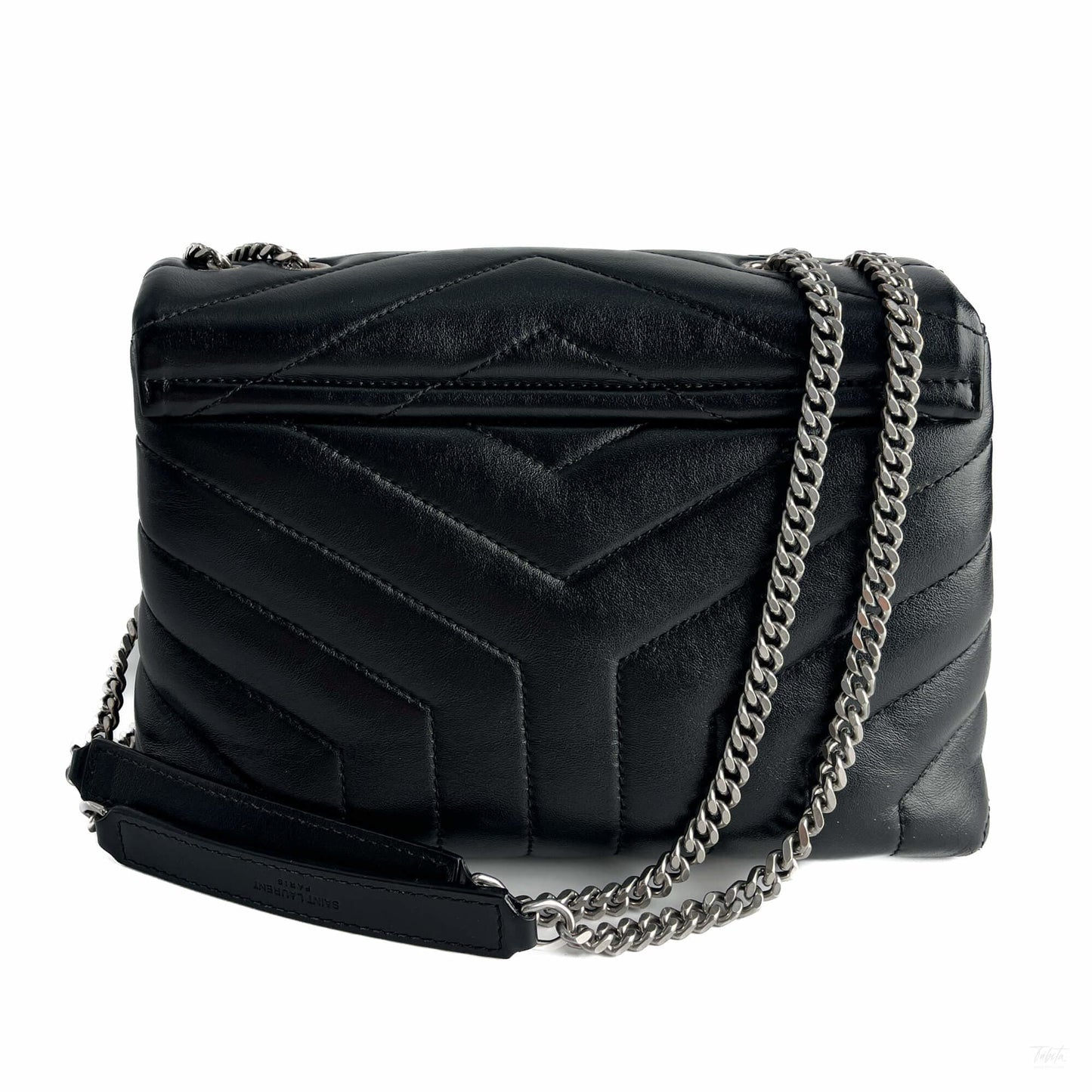 Second hand Saint Laurent Loulou Small Chevron Quited Leather 2 - Ways Envelope Bag Black - Tabita Bags
