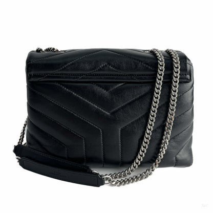 Second hand Saint Laurent Loulou Small Chevron Quited Leather 2 - Ways Envelope Bag Black - Tabita Bags