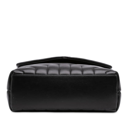 Second hand Saint Laurent Loulou Small Chevron Quited Leather 2-Ways Envelope Bag Black - Tabita Bags