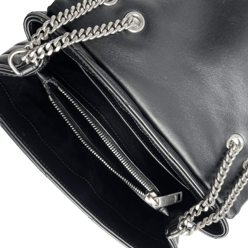 Second hand Saint Laurent Loulou Small Chevron Quited Leather 2 - Ways Envelope Bag Black - Tabita Bags