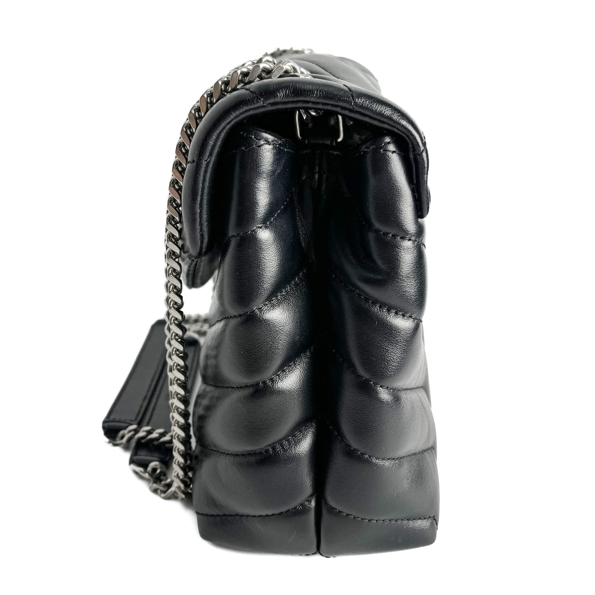 Second hand Saint Laurent Loulou Small Chevron Quited Leather 2 - Ways Envelope Bag Black - Tabita Bags