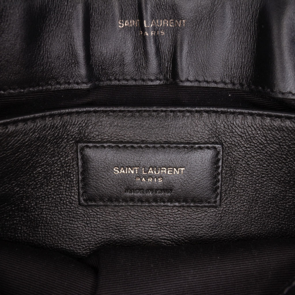Second hand Saint Laurent Loulou Small Chevron Quited Leather 2-Ways Envelope Bag Black - Tabita Bags