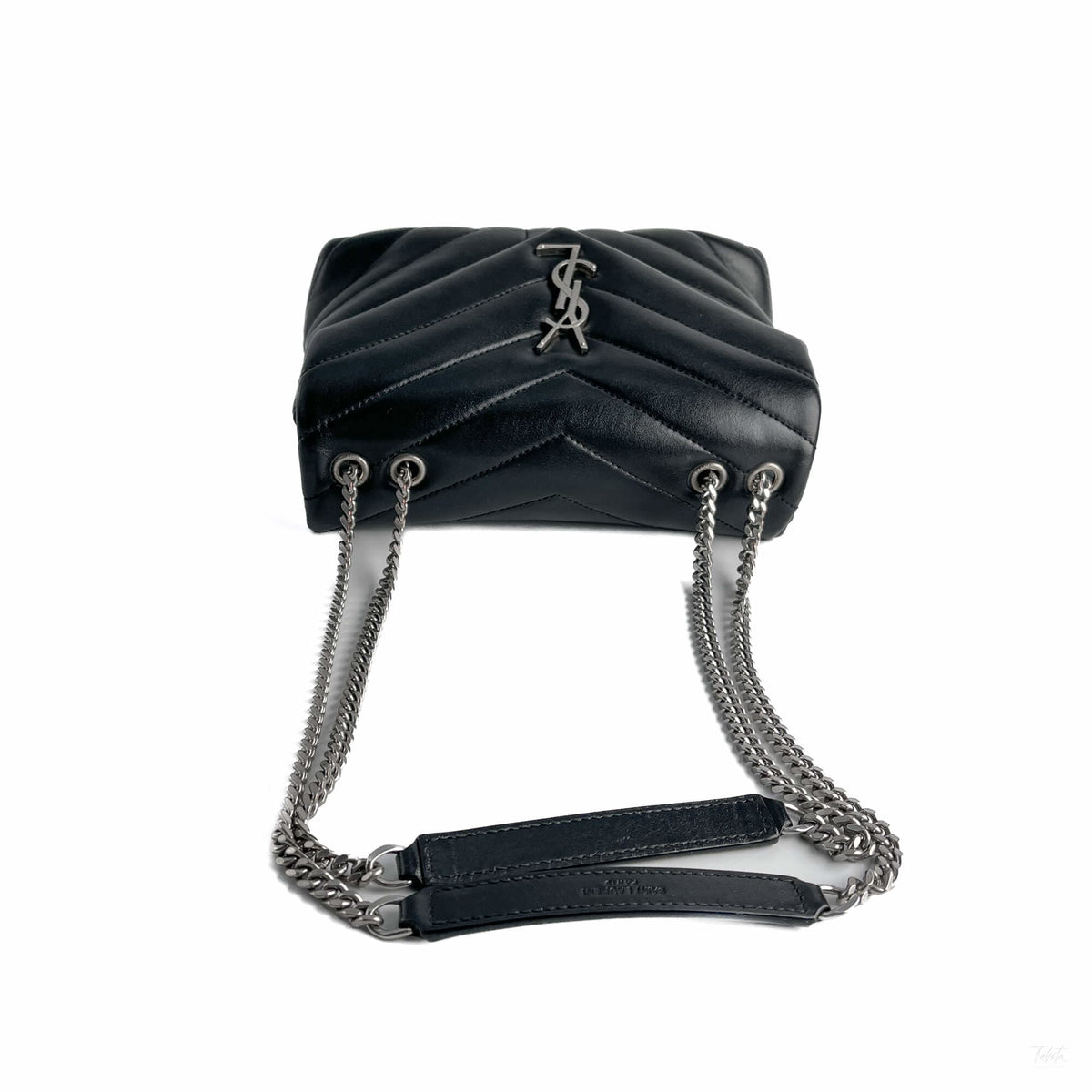 Second hand Saint Laurent Loulou Small Chevron Quited Leather 2 - Ways Envelope Bag Black - Tabita Bags