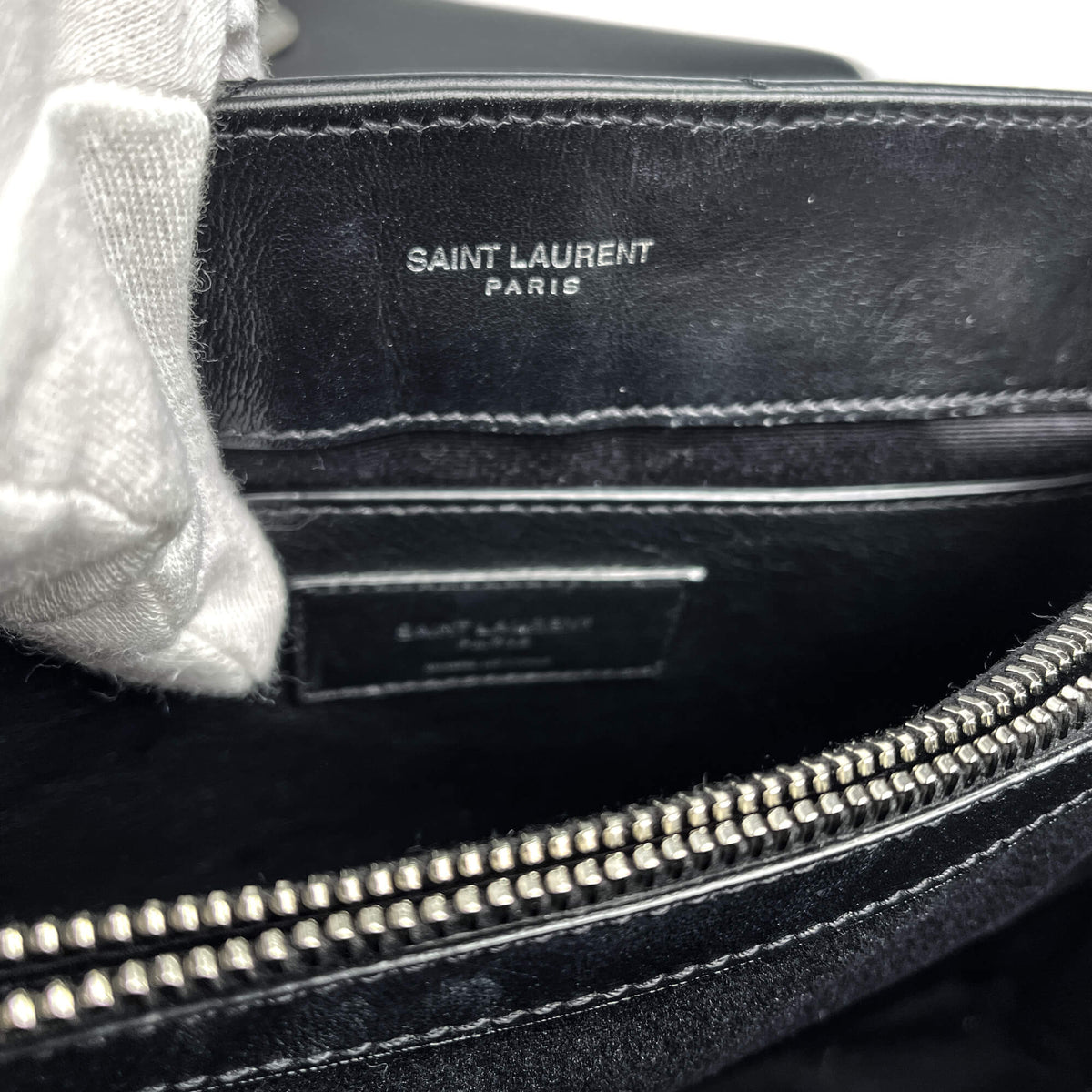 Second hand Saint Laurent Loulou Small Chevron Quited Leather 2 - Ways Envelope Bag Black - Tabita Bags