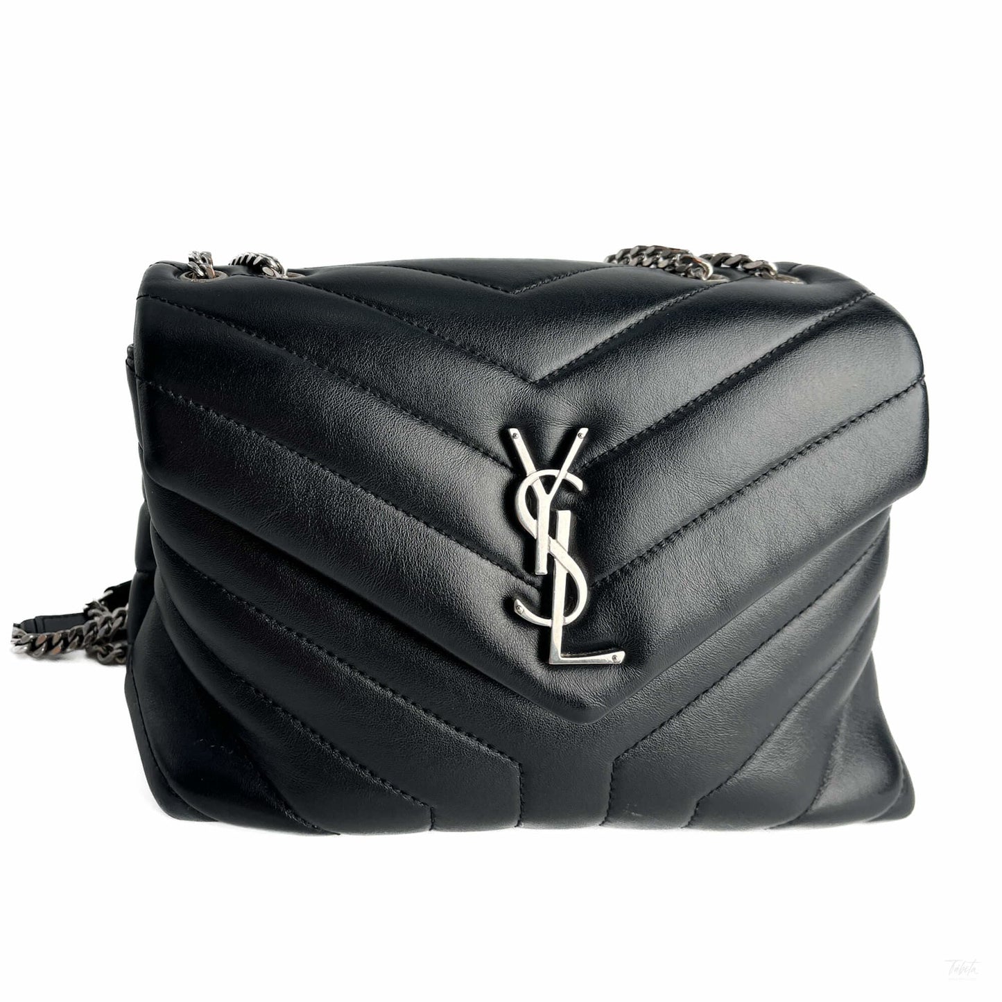 Second hand Saint Laurent Loulou Small Chevron Quited Leather 2 - Ways Envelope Bag Black - Tabita Bags