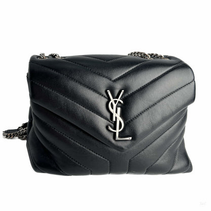 Second hand Saint Laurent Loulou Small Chevron Quited Leather 2 - Ways Envelope Bag Black - Tabita Bags
