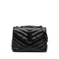 Second hand Saint Laurent Loulou Small Chevron Quited Leather 2-Ways Envelope Bag Black - Tabita Bags
