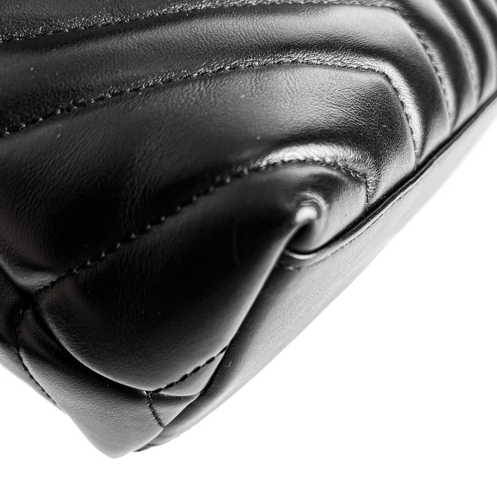 Second hand Saint Laurent Loulou Small Chevron Quited Leather 2 - Ways Envelope Bag Black - Tabita Bags