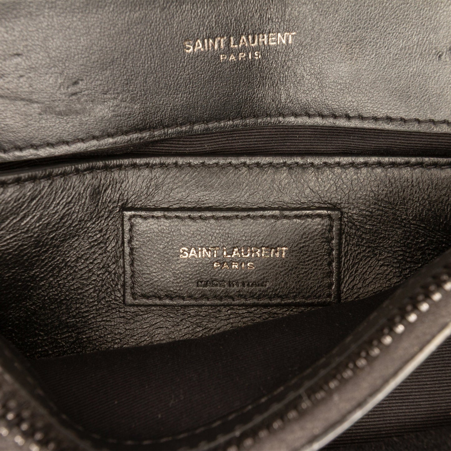 Second hand Saint Laurent Loulou Small Chevron Quited Leather 2-Ways Envelope Bag Black - Tabita Bags