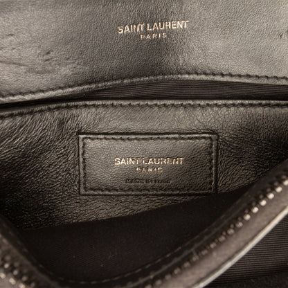 Second hand Saint Laurent Loulou Small Chevron Quited Leather 2-Ways Envelope Bag Black - Tabita Bags