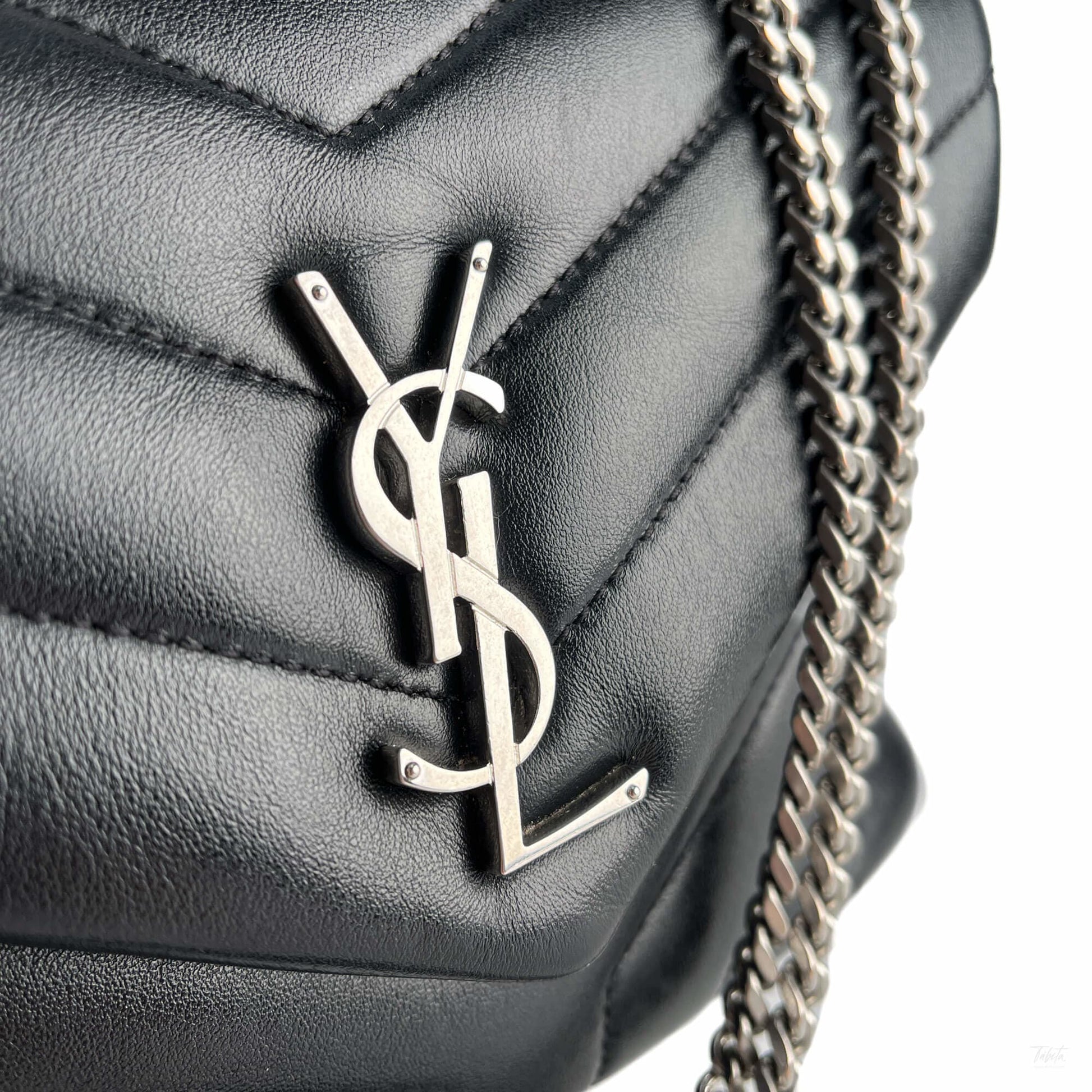 Second hand Saint Laurent Loulou Small Chevron Quited Leather 2 - Ways Envelope Bag Black - Tabita Bags