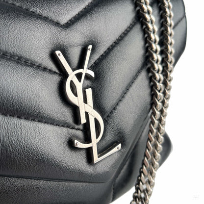 Second hand Saint Laurent Loulou Small Chevron Quited Leather 2 - Ways Envelope Bag Black - Tabita Bags