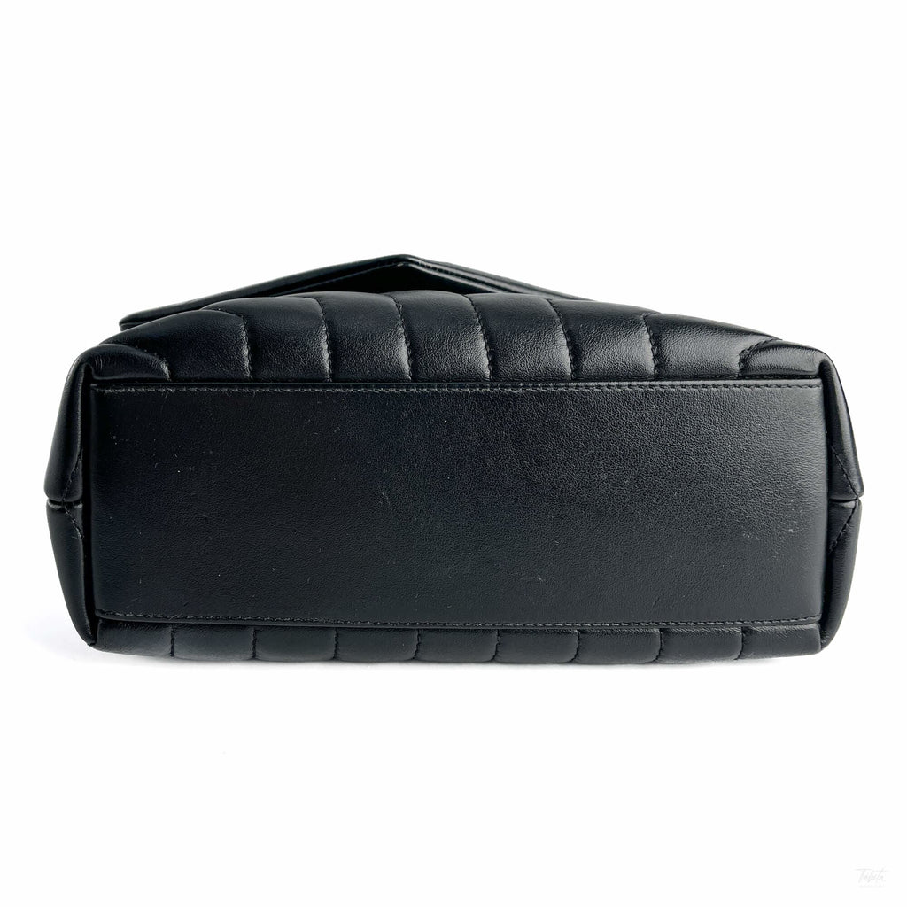 Second hand Saint Laurent Loulou Small Chevron Quited Leather 2 - Ways Envelope Bag Black - Tabita Bags