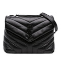Second hand Saint Laurent Loulou Small Chevron Quited Leather 2-Ways Envelope Bag Black - Tabita Bags