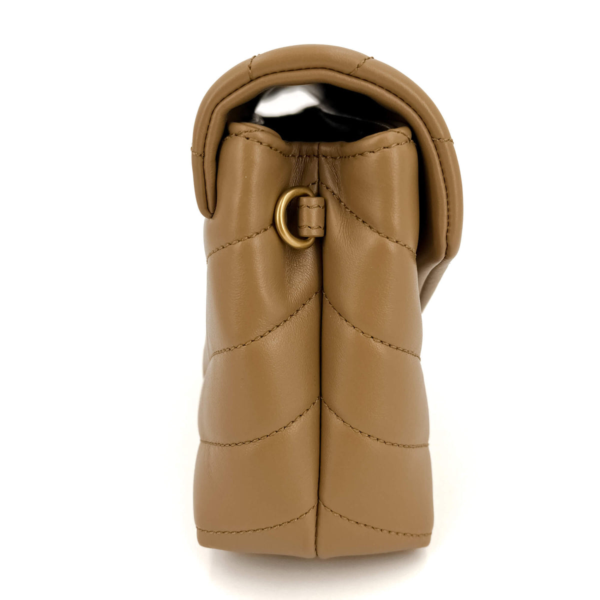 Second hand Saint Laurent Loulou Toy Chevron Quilted 2 - Ways Envelope Bag Beige - Tabita Bags