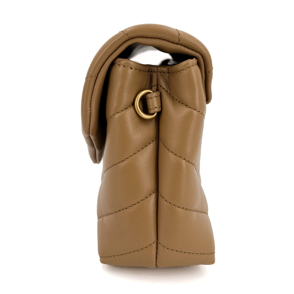 Second hand Saint Laurent Loulou Toy Chevron Quilted 2 - Ways Envelope Bag Beige - Tabita Bags