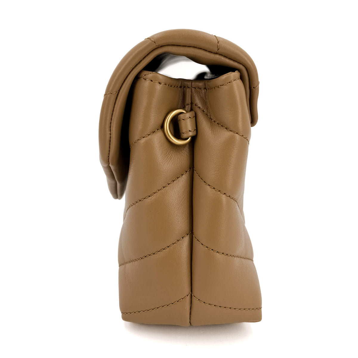 Second hand Saint Laurent Loulou Toy Chevron Quilted 2 - Ways Envelope Bag Beige - Tabita Bags