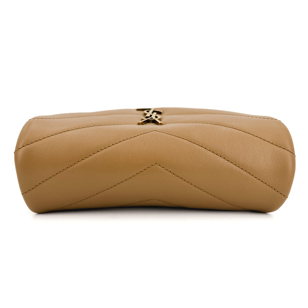 Second hand Saint Laurent Loulou Toy Chevron Quilted 2 - Ways Envelope Bag Beige - Tabita Bags