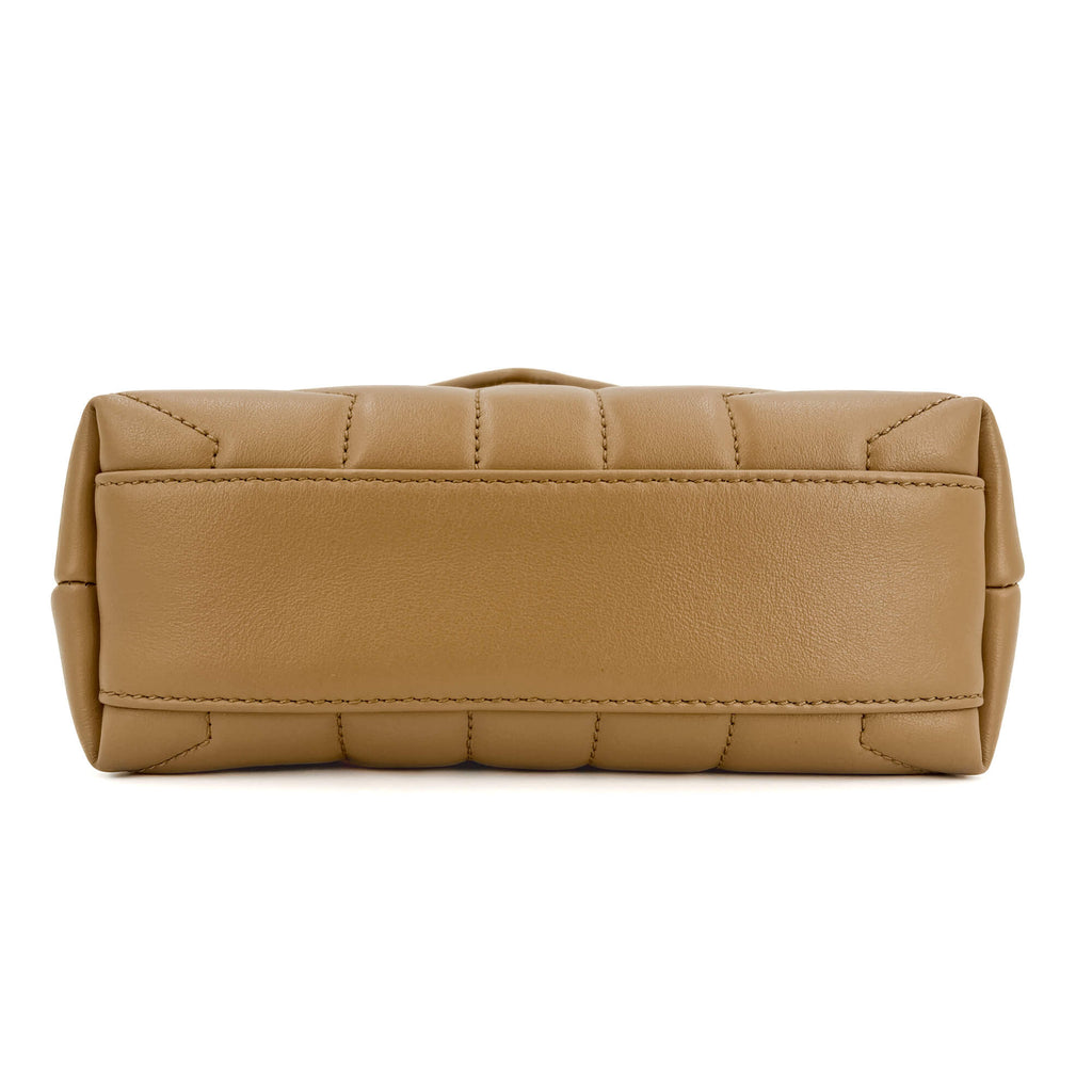 Second hand Saint Laurent Loulou Toy Chevron Quilted 2 - Ways Envelope Bag Beige - Tabita Bags