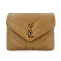Second hand Saint Laurent Loulou Toy Chevron Quilted 2 - Ways Envelope Bag Beige - Tabita Bags