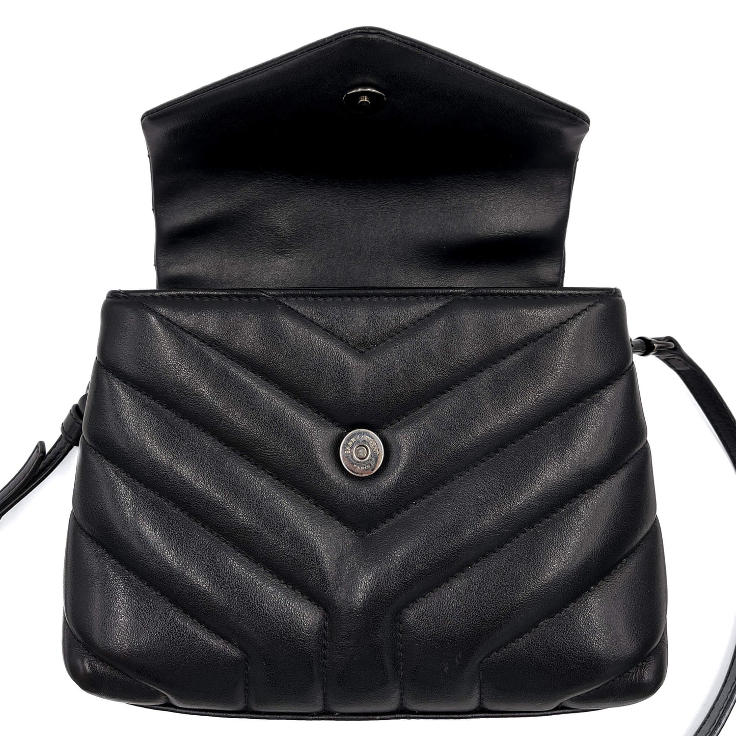 Second hand Saint Laurent Loulou Toy Chevron Quilted 2 - Ways Envelope Bag Black - Tabita Bags