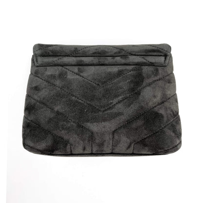 Second hand Saint Laurent Loulou Toy Chevron Quited Suede 2-Ways Envelope Bag Grey - Tabita Bags