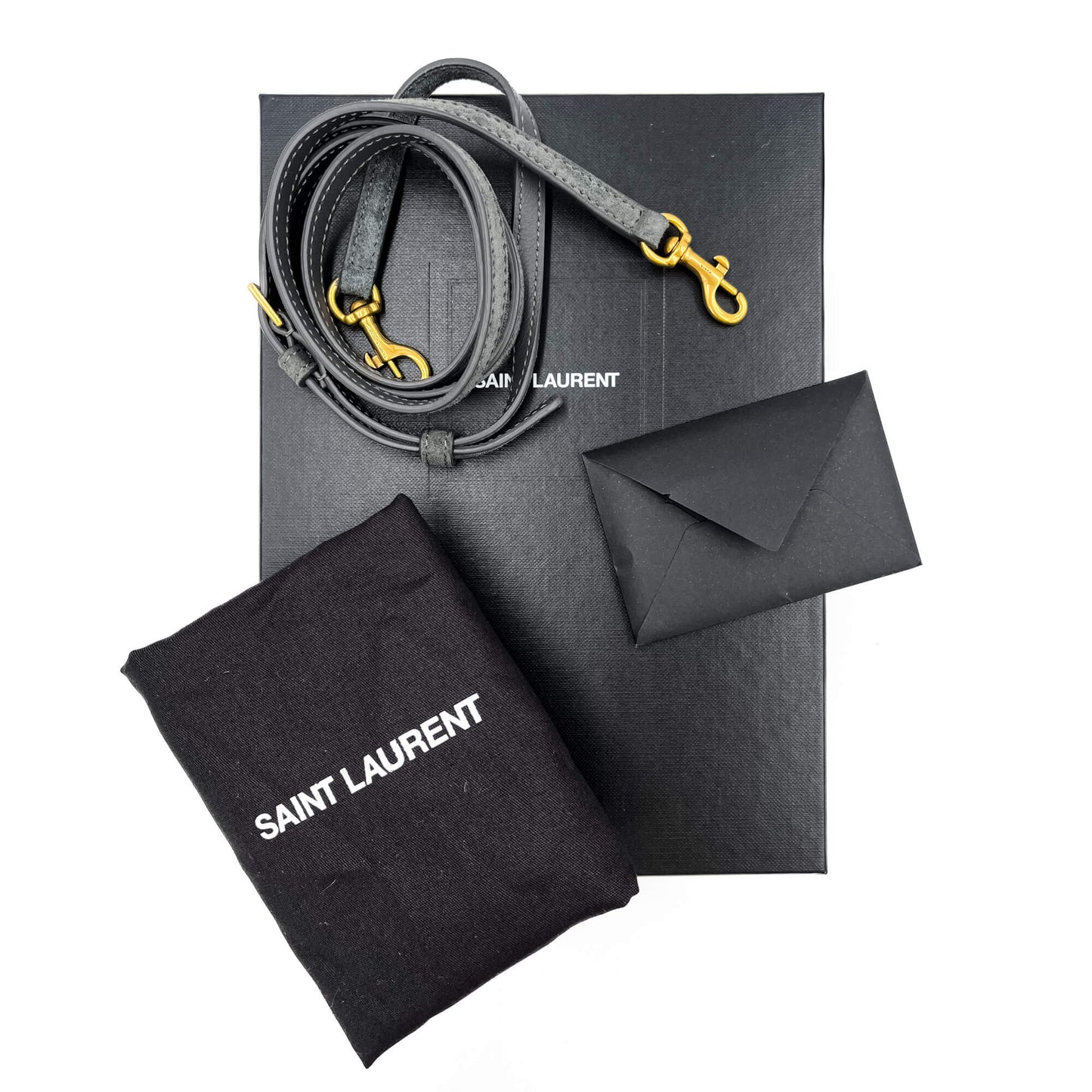 Second hand Saint Laurent Loulou Toy Chevron Quited Suede 2-Ways Envelope Bag Grey - Tabita Bags