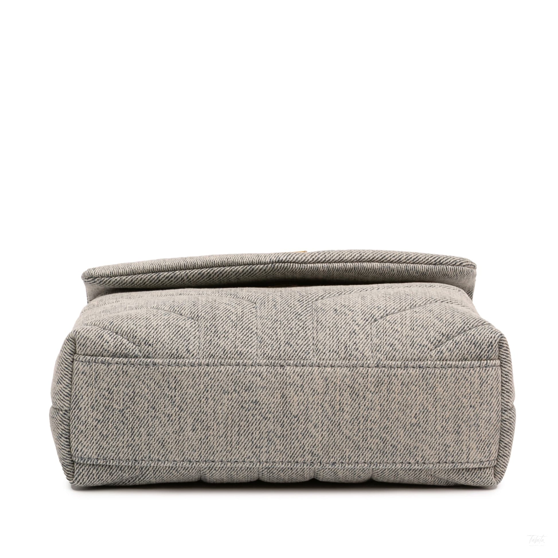 Second hand Saint Laurent Loulou Toy Denim Chevron Quilted Envelope Shoulder Bag Blue - Tabita Bags