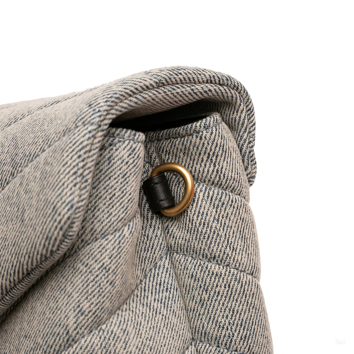 Second hand Saint Laurent Loulou Toy Denim Chevron Quilted Envelope Shoulder Bag Blue - Tabita Bags