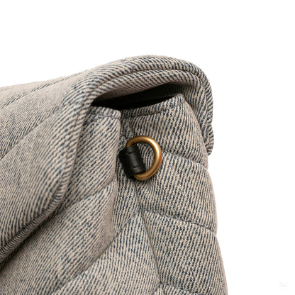 Second hand Saint Laurent Loulou Toy Denim Chevron Quilted Envelope Shoulder Bag Blue - Tabita Bags