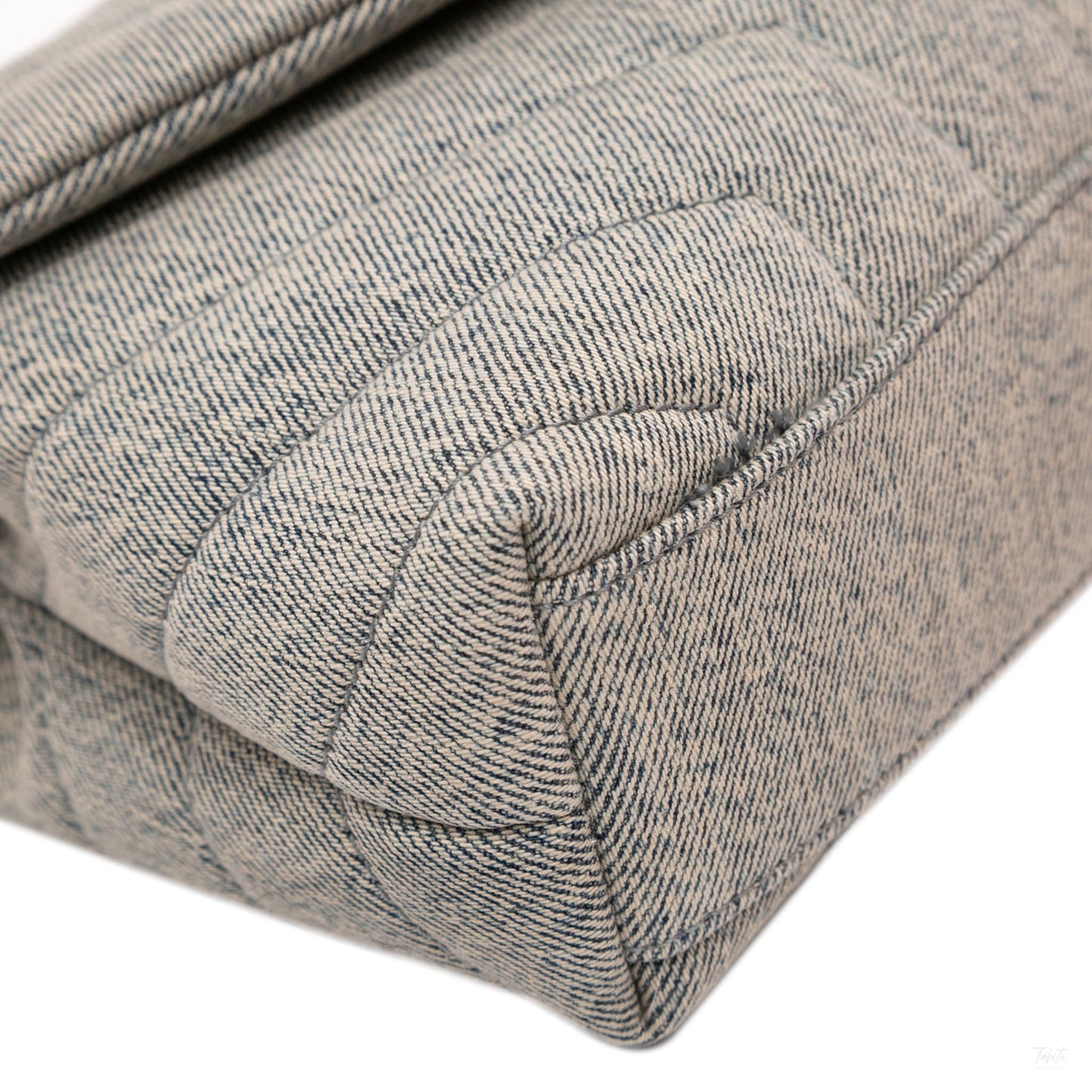 Second hand Saint Laurent Loulou Toy Denim Chevron Quilted Envelope Shoulder Bag Blue - Tabita Bags