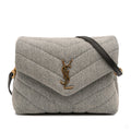 Second hand Saint Laurent Loulou Toy Denim Chevron Quilted Envelope Shoulder Bag Blue - Tabita Bags