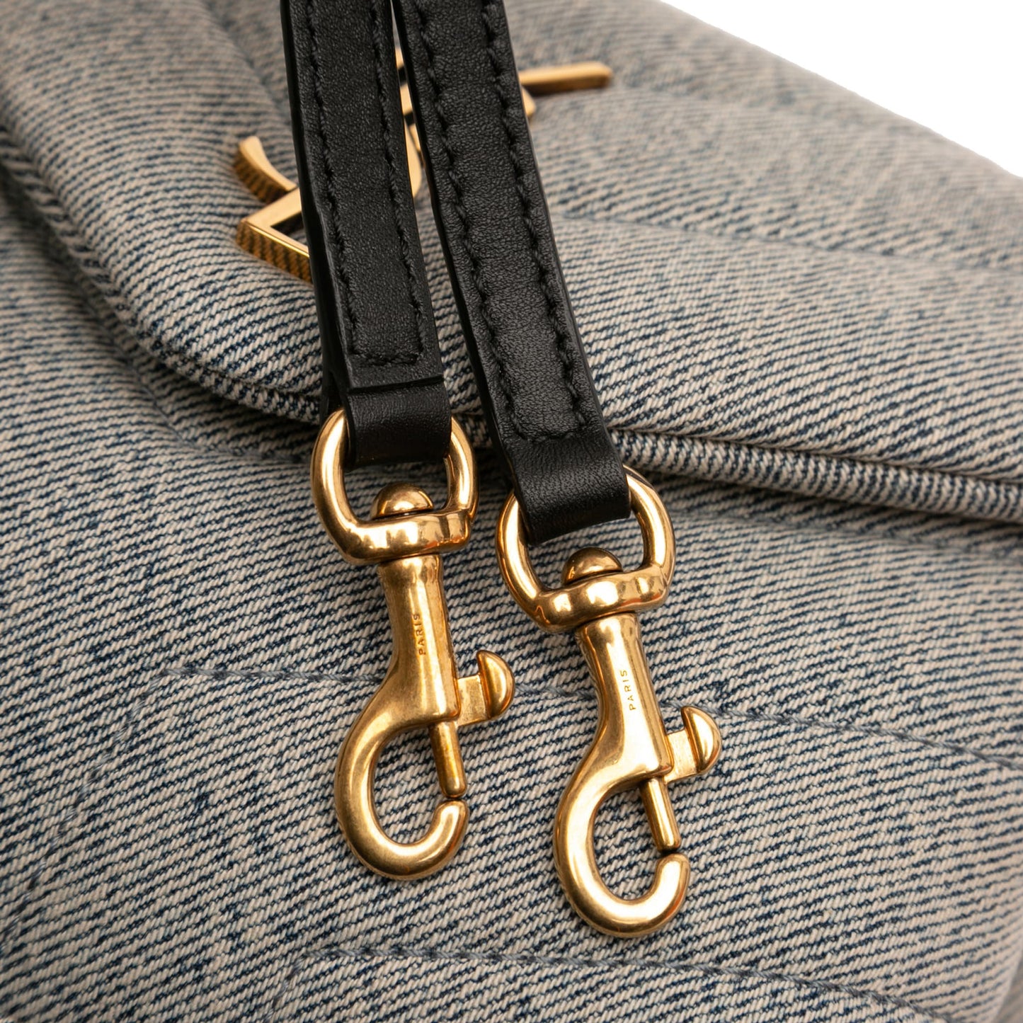 Second hand Saint Laurent Loulou Toy Denim Chevron Quilted Envelope Shoulder Bag Blue - Tabita Bags